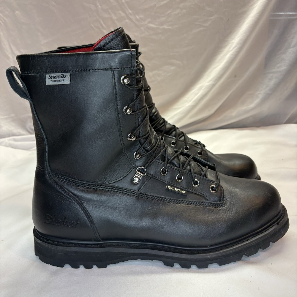 Bieker Waterproof Leather Work Boots Mens Size 14 W Wide Width‎ Black SympaTex